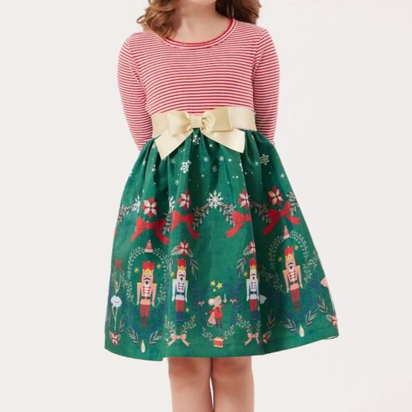 Iris and Ivy Nordstrom Green and Red Nutcracker dress with bloomers NWT 12 Month - Picture 1 of 15